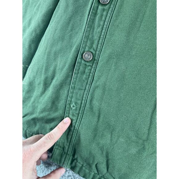 Duluth Trading Jacket Mens Large Green Canvas Fleeve Lined Warm Workwear Heavy - Picture 6 of 14